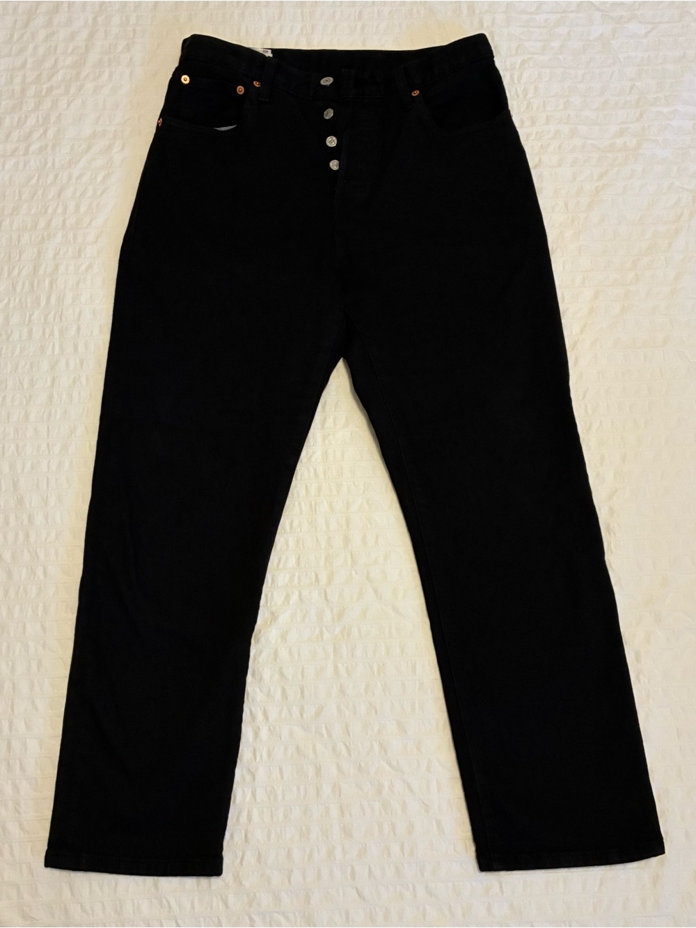 Levi's Premium 501 Crop Solid Black Straight Jeans Size 28 / 26